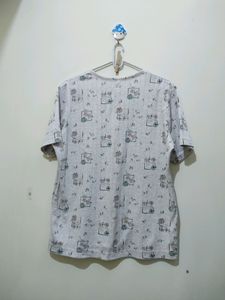 Classic Element Light Brown Khaki Floral Print Top