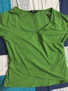 Green V-neck Top