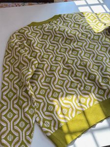 Green Geometric Pattern Knit Sweater
