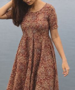 Ethnic Floral Print Aline Midi Dress
