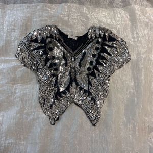 Sparkling Butterfly Sequin y2k Top(handmade)