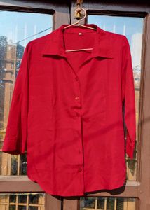 Elegant Red Button-Down Shirt