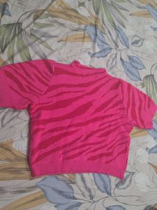 Hot Pink Tiger Print Knit Top
