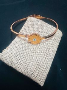 Rose Gold Daisy Evil Eye Bangle
