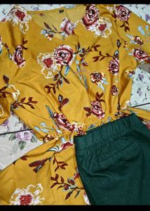 Chic Floral Print Peplum Top and pants free