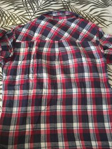 Red and Blue Plaid Button-Up Shirt