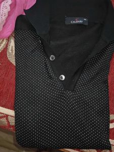 Black Polka Dot Polo T-Shirt