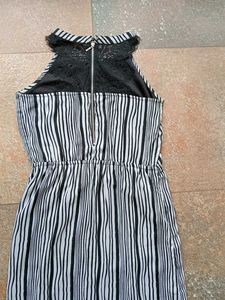 Halter neck black Amd White Stripe Dress