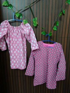 Two Pink Printed short Kurtas