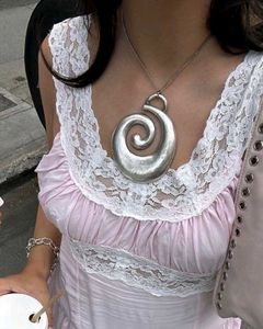 Silver Swirl Statement Pendant Necklace