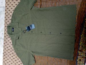 Men's Green Textured Shirt