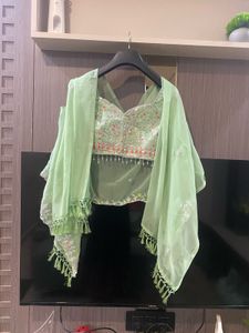 Elegant Green Embroidered Lehenga Choli Set