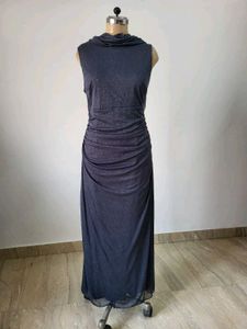 Elegant Gray Shimmering Maxi Dress