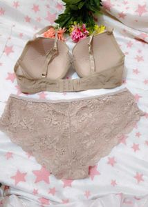 Lace Trimmed Bra &amp; Panty Set