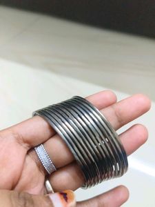 Set of 10 Silver Bangles oxidised