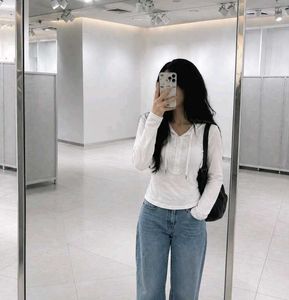 White Long Sleeve Hooded Top