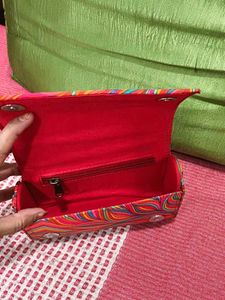 Vibrant Abstract Print Clutch Bag