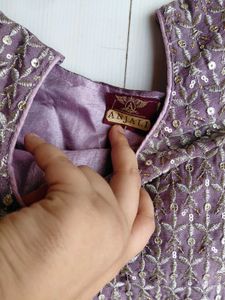 Designer Lavendar Pleated Anarkali Gown