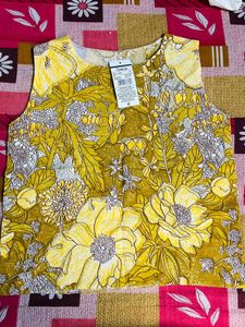 Women floral printed yellow top