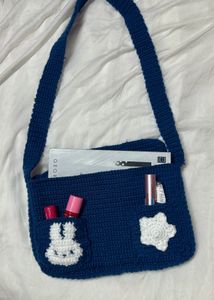 Crochet Blue Crossbody messenger Bag
