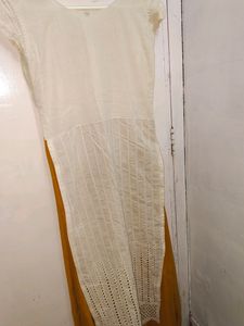 New Mustard And Cream Color Dress