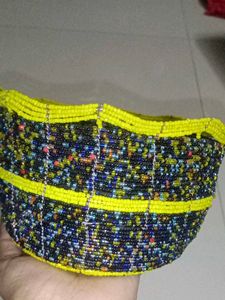 Beaded African tribal cap / basket
