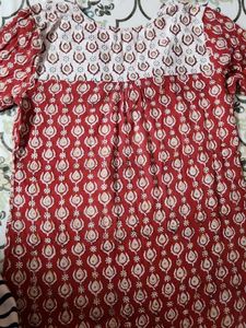 Beautiful Red Block Print Kurta