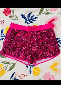 Cute Floral Print Drawstring Shorts