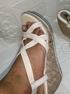 Cream Wedge Sandals
