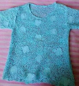 Handmade Crochet Blue Tunic Top