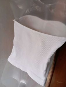 White Ruched Tube Top