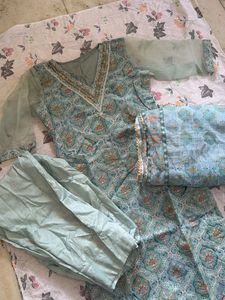 Beautiful Teal Embroidered Kurta Set