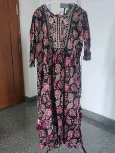 Beautiful Floral Print Kurta with Embellished Neck