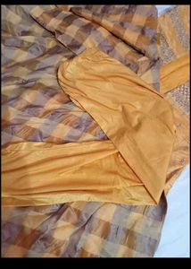 Elegant Yellow Embroidered Gaown Set with koti