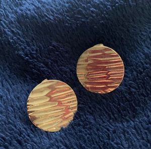 Gold Textured Round Earrings