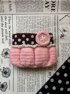 coquette y2k polka dot button pouch (crocheted)