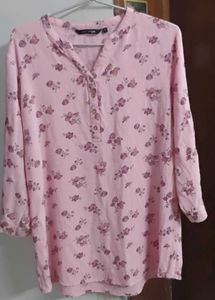Pink Floral Print Tunic Top by Melange