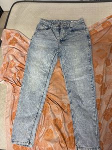 Acid Wash Straight Leg Jeans