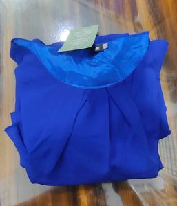 Vibrant Blue Chiffon Fit &amp; Flare Dress