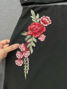 Black Floral Patch Crop Top &amp; Skirt Set