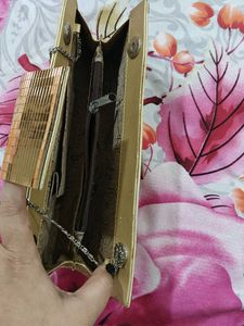 Elegant Gold &amp; Cream Clutch Bag