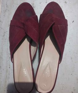 Maroon Suede Mules