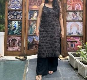 BLACK-BLUE TIE DIE KURTI🫐