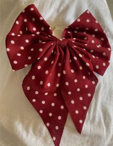Red Polka Dot Fabric Bow Hair Clip