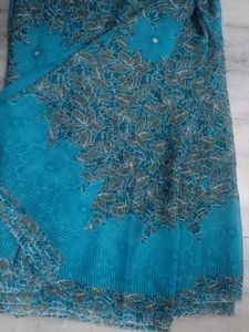 New Blue Chiffon Saree