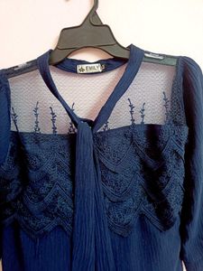 Navy Lace Top