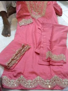 🔥Pink silk 💕Kurta Set with Dupatta❤️