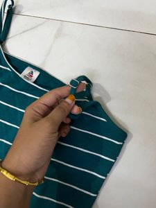 Green Striped Spaghetti Strap Top