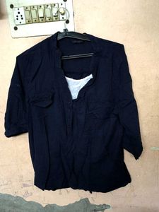 Elegant Navy Button-Down Tunic