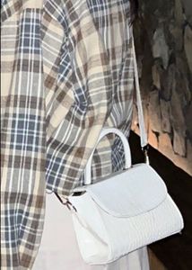 Chic White Crocodile Embossed Handbag